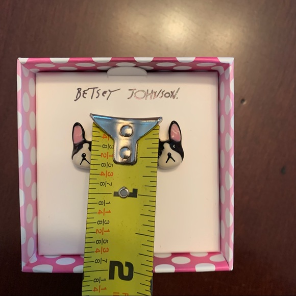 Betsey Johnson dog earrings Boston Terrier  Frenchie French bulldog - Picture 7 of 7